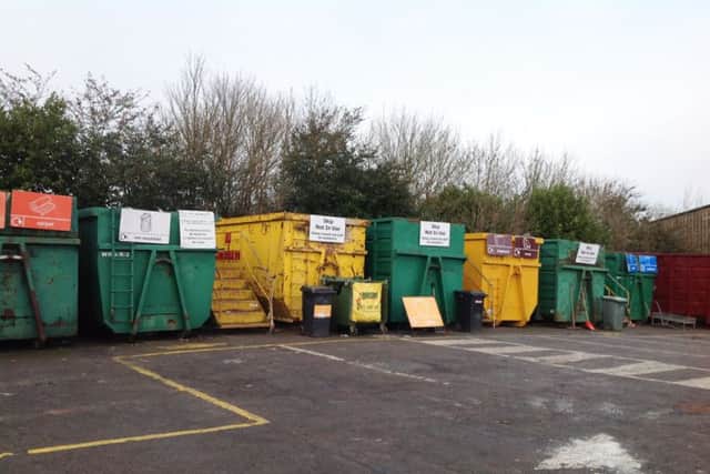 Skips at Leadenham recycling site, photographed by Coun Marianne Overton. EMN-160321-131721001