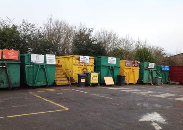 Skips at Leadenham recycling site, photographed by Coun Marianne Overton. EMN-160321-131721001