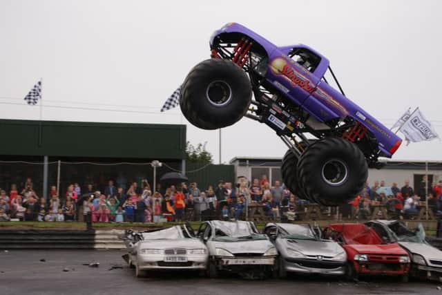 Monster truck action.