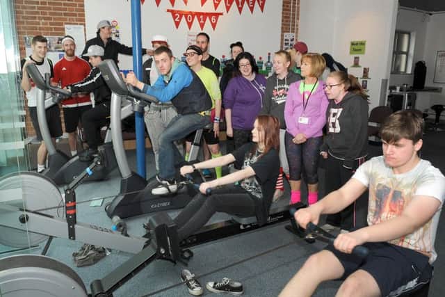 Staff and Students of Nacro's Education Centre, rowing and cycling the distance from Dublin to Boston, at The Haven.