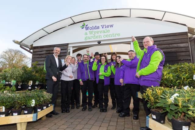 Wolds View Garden Centre team celebrate their new Centre name. EMN-160321-154650001