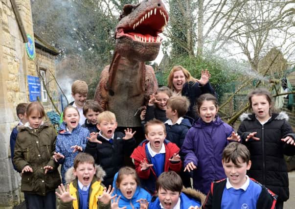 Leadenham School pupils and staff become fossil hunters with Sophie the T-Rex. EMN-160329-132641001
