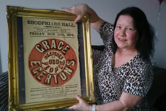 Susan Hill with the Victorian posters.