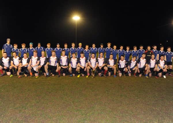 Match at Sleaford Rugby Club, between St George's & Carres 1st XV v St George's & Carres Old Boys. EMN-160325-100829001