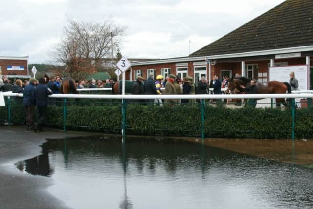 Plenty of water and soft going but the Easter Monday race meeting at Market Rasen went ahead. EMN-160329-085519002