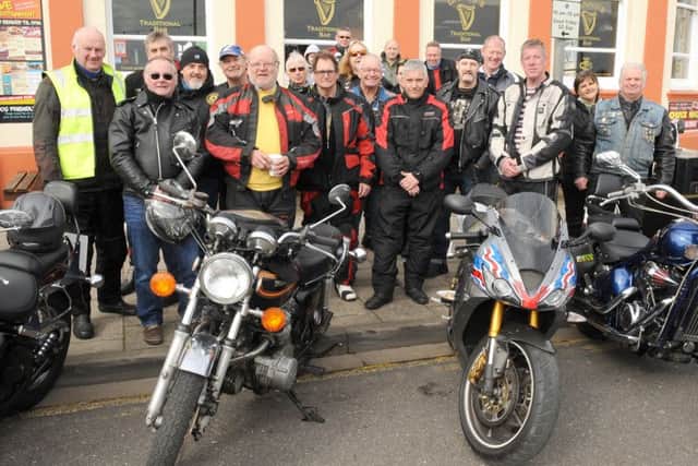 Skegness Motorcycle Easter Egg Road Run, Sea View pub in Skegness to Pilgrim Hospital Children's Ward. Some of the riders at the Sea View pub.