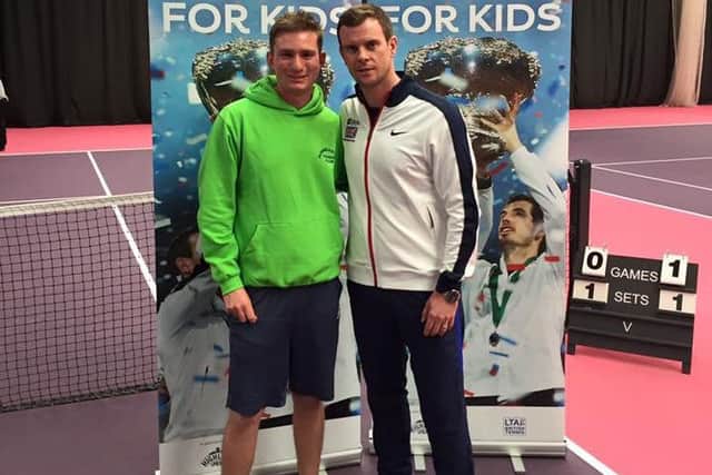Karl Sutton with GB Davis Cup captain Leon Smith at last week's Davis Cup Legacy training.