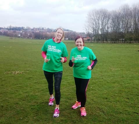 Lorna Leaston (right) out training with Macmillan health professional Fiona Roche.
