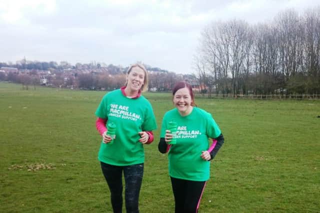 Lorna Leaston (right) out training with Macmillan health professional Fiona Roche.