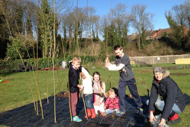 Karl Porter, Jailan Creek, Shona Askwith, Faith Godfrey, Liam Askwith and Claire Creek at the Kids' Patch in Charles Street, Louth.