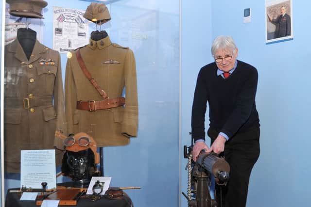 Mike Credland with his new exhibit at the Cranwell Aviation Heritage Centre. EMN-160404-174454001