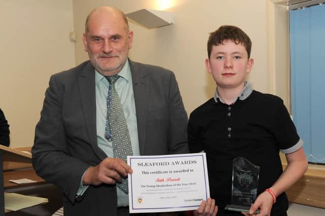 Young Sleafordian of the Year Seth Parrot at Sleaford Awards 2016 organised by Sleaford Town Council and Sleaford Standard. EMN-160804-171627001