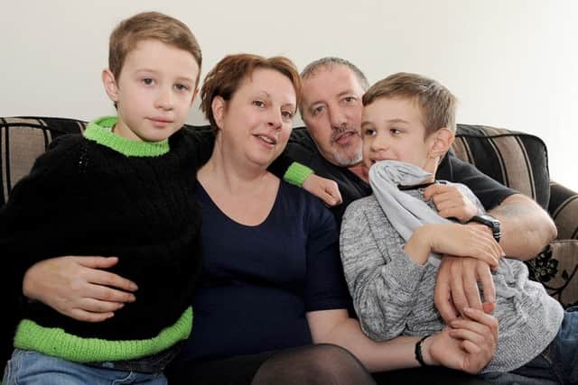 The Pettitt family of Spilsby are holding a Vigil to the Death of Care. Pictured are (from left) Leon, 9, mum Dominique, dad Steve and Sebastien, 7. ANL-160419-092920001