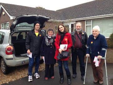 Lucinda Preston (centre) in Mablethorpe.