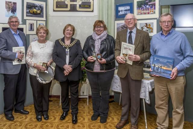 Pictured after the awards ceremony at the H&DPS Annual Exhibition are, from left, Eric Lees, Sandra Todd, Mayor of Horncastle Angela Birchall, Jean Bray, Ron Abbott and Ted Coote. Photo by Oscarpix Imaging. EMN-161204-075955001