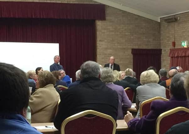Swineshead villagers at a public meeting to hear about an electricity link between Britain and Denmark.