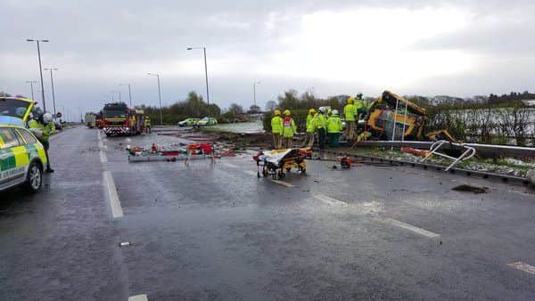 Scene of the accident on the A46 near Swinderby. ANL-160416-111656001