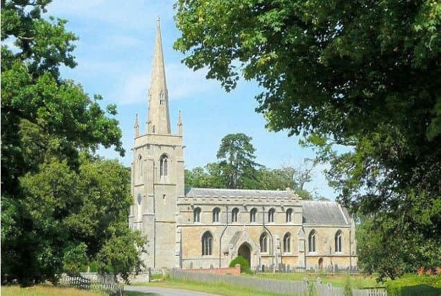 Aswarby Church, as it used to look without the scaffold. EMN-160419-170119001