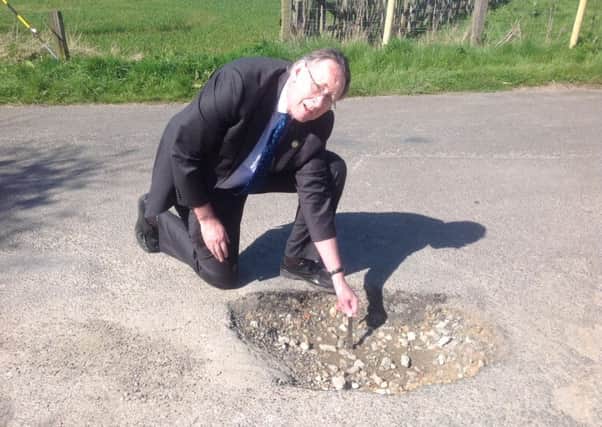 Councillor Stephen Palmer found the pothole in Crabtree Lane, Sutton on Sea.