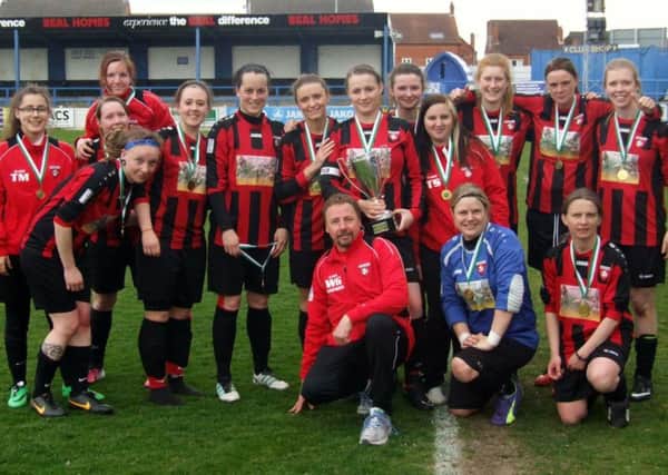 Louth Old Boys Ladies with the Lincolnshire Womens League Premier Cup EMN-160425-084147002