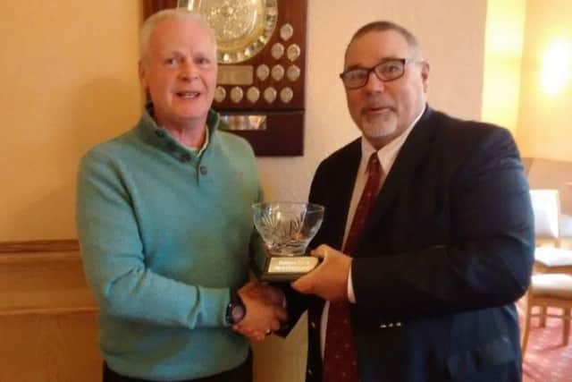 Seniors Open winner Alan Simmons with seniors captain Terry Winter EMN-160421-152627002