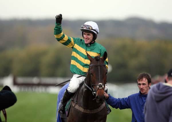 Tony McCoy wins his 4000th race, in the 3.10pm at Towcester. EMN-160426-121359001