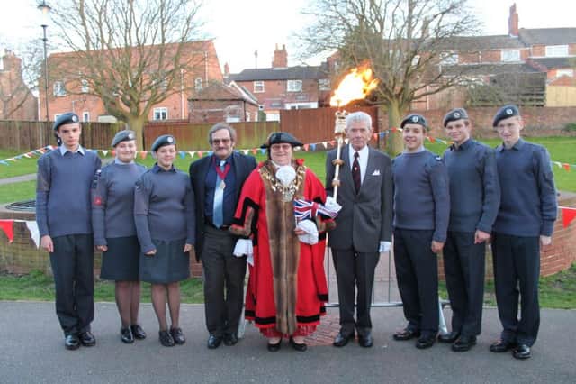 Mayor of Louth, Councillor Sue Locking, with local air cadets.