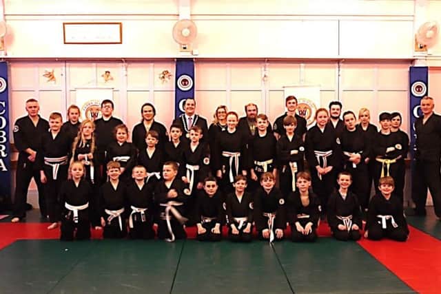 The Ju Jitsu club members with the Mayor and Mayoress.