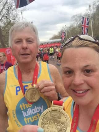 Tracy Gostelow and her dad Peter Cotton completed the London Marathon 2016. UYPgXG_pkUMjRJw3mznI