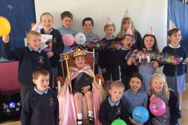 Pupils at Donington on Bain Primary School held celebrations for the Queen's 90th birthday.