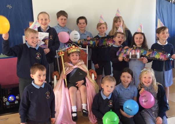 Pupils at Donington on Bain Primary School held celebrations for the Queen's 90th birthday.