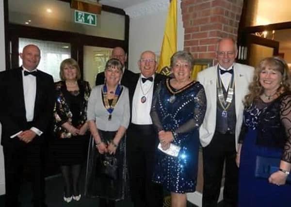 Glanford and Lindsey Lions top table at their 2016 Charter ball to celebrate 25 years of serving the community.
From left: Peter Hargrave (guest speaker), Jo Moxon, Lion Dave Carter, President Sue Carter, Lion Richard Cooper, Mayor of Kirton Lindsey Coun Kathy Cooper, District Governor Paul Stafford and Lion Ann Stafford. EMN-160505-093939001
