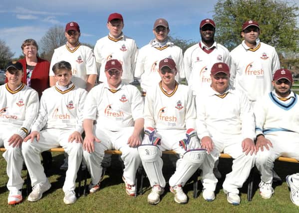 Skegness Cricket Club pictured at Mulsanne Park, Nettleham, where they suffered a five-wicket defeat against the ECB League newcomers. From the left, back row: Linda Cuthbert (scorer); Mark Chamberlain, Jamie Epton, Alistair Ainsworth, Ray Jordan, Pradeep Chanditha. Front row: Dylan Labuschagne, Cole Nelson, Tom Cuthbert, Sean Chamberlain, Richie Hewitt, Umar Farooq.