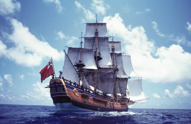Stern view of the HM Bark Endeavour. Photo credit: Australian National Maritime Museum