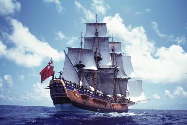 Stern view of the HM Bark Endeavour. Photo credit: Australian National Maritime Museum