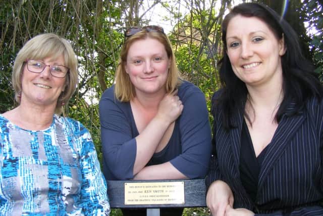 In memory of Ken Smith. Sat with his memorial bench, wife Gini Smith, and daughters Cheryl Page and Lucy Smith. EMN-160905-155425001