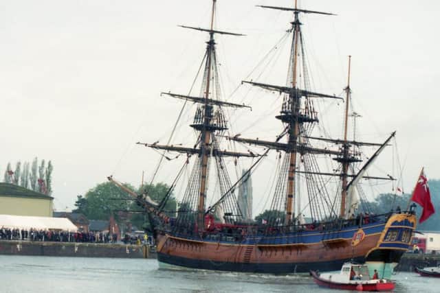 HM Endeavour replica visits Boston in October 1997.