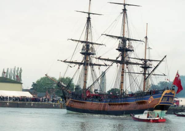 HM Endeavour replica visits Boston in October 1997.