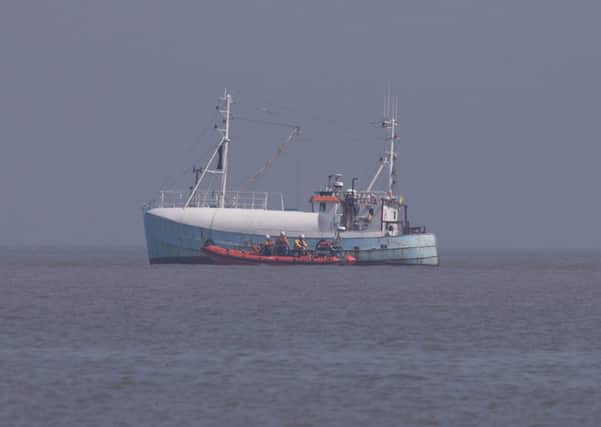 Mablethorpe RNLI tow a fishing vessel that got trapped on the sandbank back out to see.
