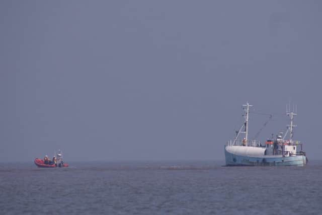 Mablethorpe RNLI tow a fishing vessel that got trapped on the sandbank back out to see.