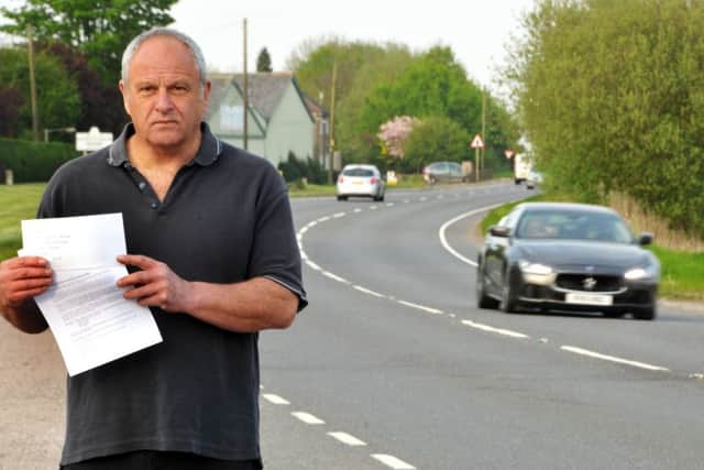 Andy Allcock, who has complained to LCC about the A52 at Donington where the accident happened last week and will be doing so again. Address is 115 Bicker Road, Donington, PE11 4XRPic shows Andy at bend in road approaching his house, ANL-160905-193548001