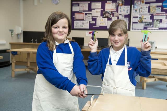 Somercotes Academy:
Visit by Year 5 from North Somercotes Primary School. Pictured in tech are (l-r) Ellie Betteridge (10) and Libby Weller (9).