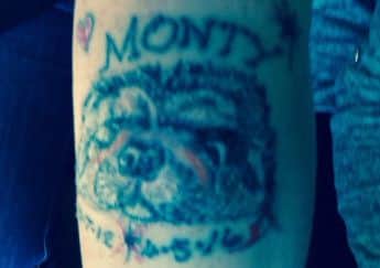 Samantha Tasker has had a tattoo of Monty done on her arm. ANL-161005-092341001