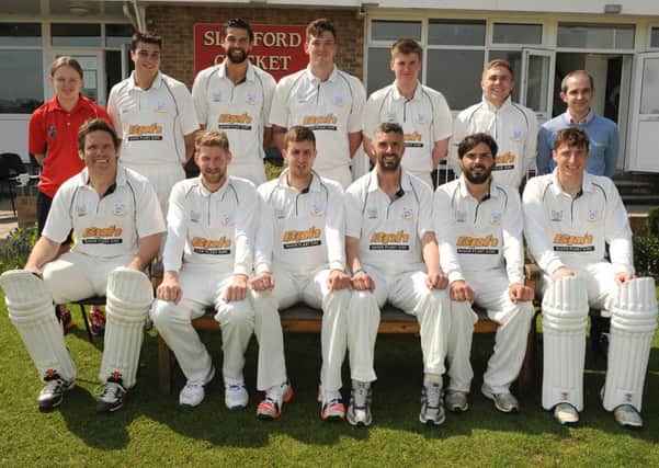 Sleaford CC first XI pictured with scorer India Freeman and Paul Layton of sponsor Baker Plant Hire. Photo: David Dawson