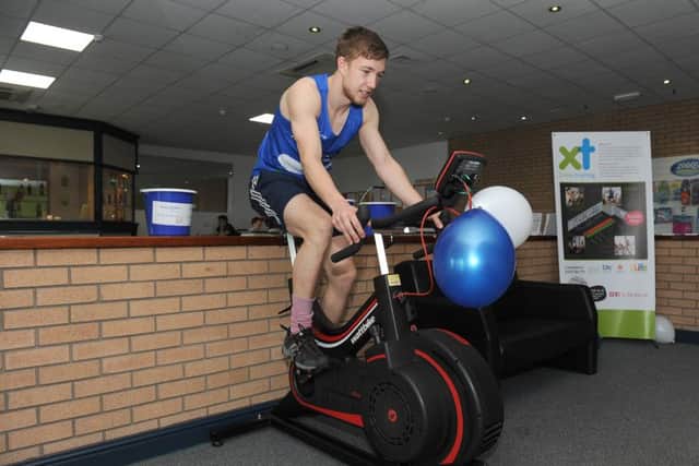 Duty manager at 1Life Gym, East Road, Sleaford, Nathan Chambers doing 100km cycle ride for Make a Wish Foundation. EMN-160515-144412001