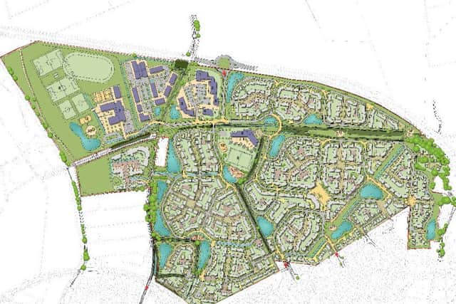 The proposed layout of the outline plans for a new urban extension to the north and west of Sleaford. EMN-161005-180314001
