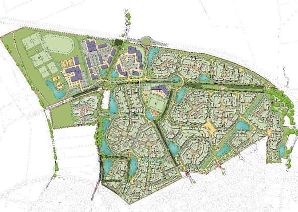The proposed layout of the outline plans for a new urban extension to the north and west of Sleaford. EMN-161005-180314001