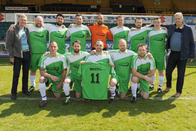 Greg Mustill memorial football match at Boston United Football ground. Wyberton Colts class of 1999 team.