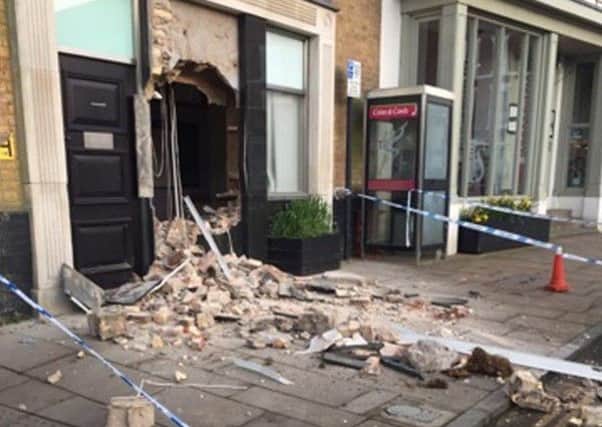 The scene in Caistor this morning where a cashpoint has been stolen. Photo: Sid Parkin