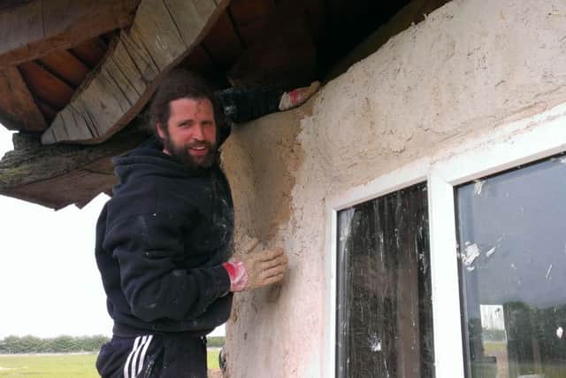 Dan Callaby gave up working in IT and travels from Grimsby to work on the small holding and learn new skills, from lime rendering animal shelters to sheep wrangling! EMN-160516-095136001